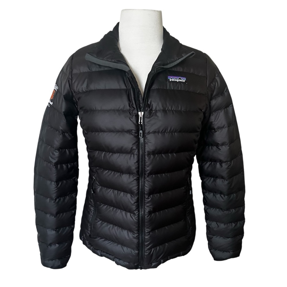 $300~PATAGONIA~Black Down Sweater Puffer Jacket~Custom Tito’s Vodka Embroidery~S